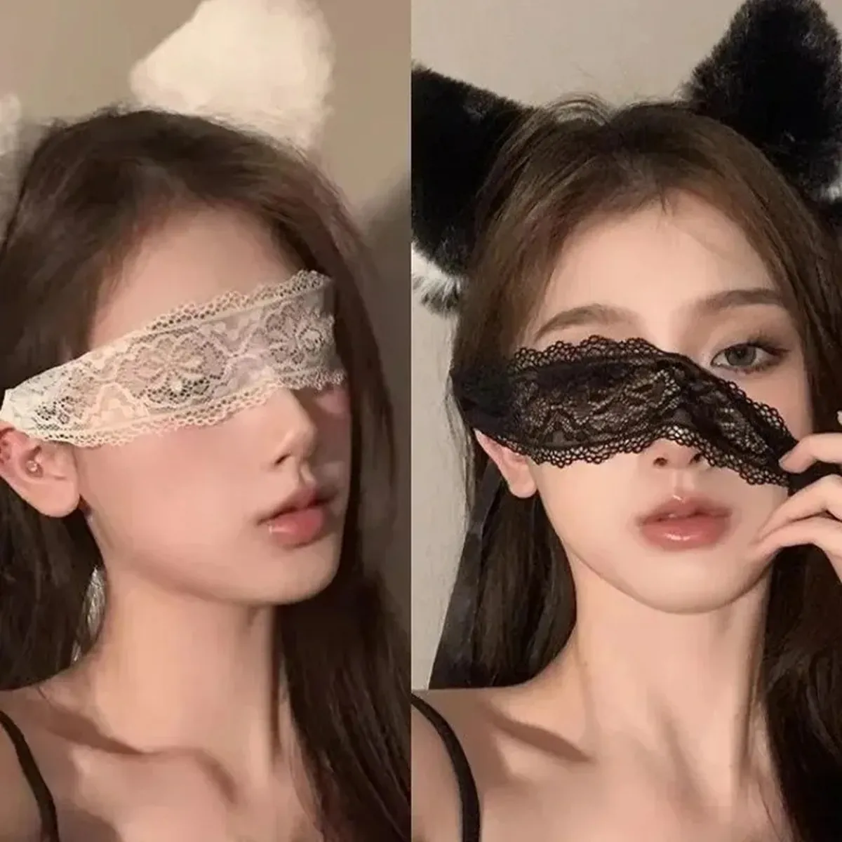 Antifaz con encaje negro para mujer, estilo elegante – vue 2