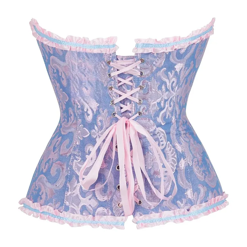 Corsé de jacquard con cordón trasero y 12 varillas – Doce varillas plásticas