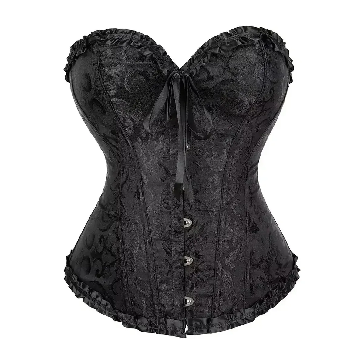 Corsé de jacquard con 12 varillas de plástico y cordón trasero – vue 4