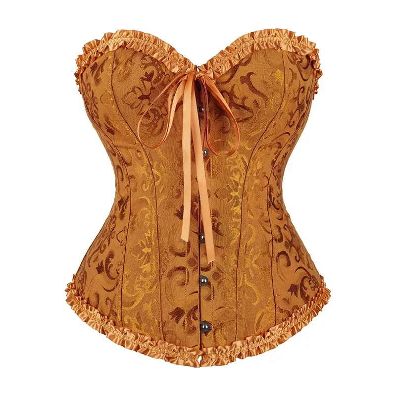 Corsé de jacquard con cordón trasero y 12 varillas – Ajusta gradualmente