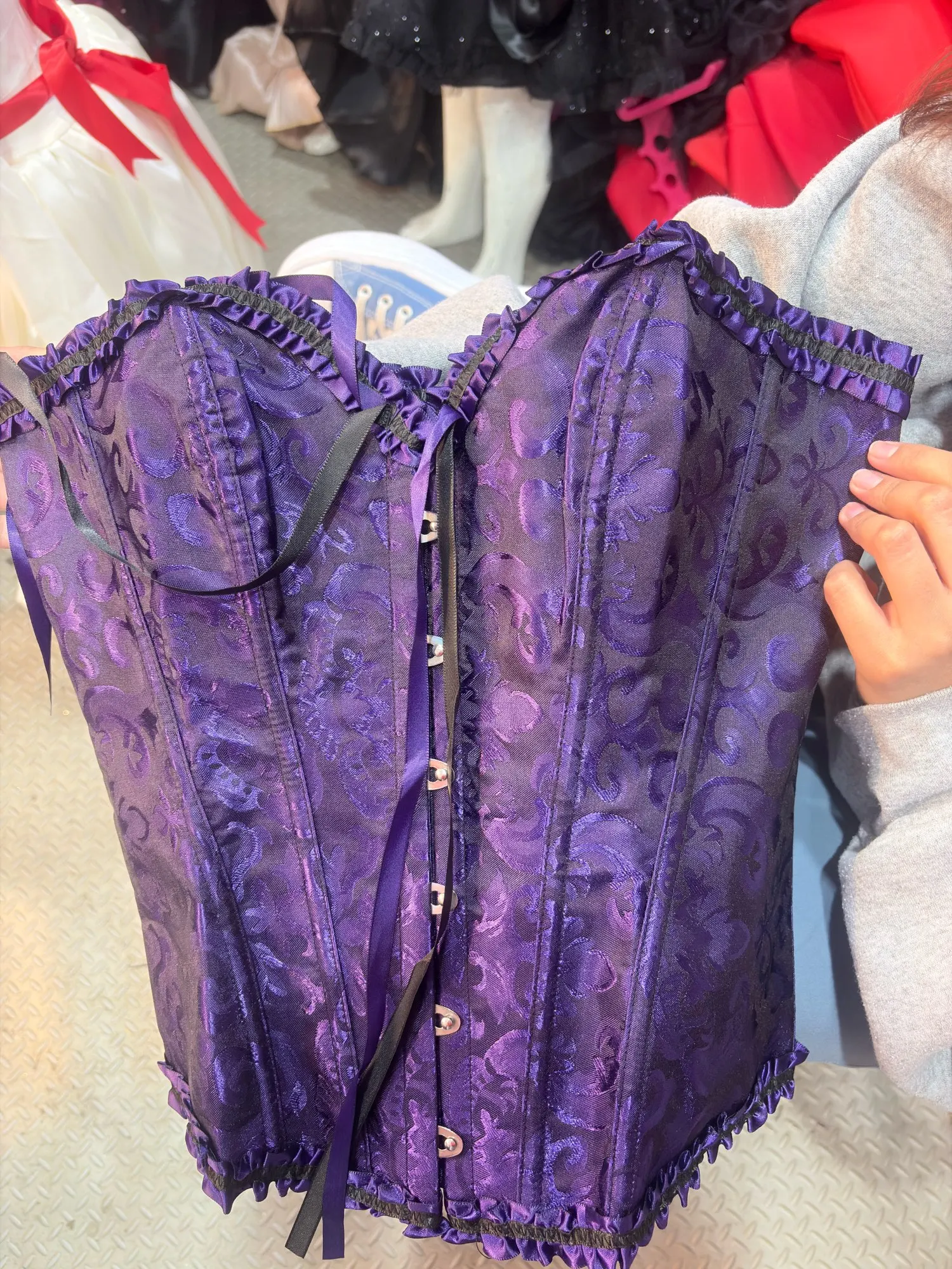 Foto de un comprador: Corsé de jacquard con cordón trasero y 12 varillas