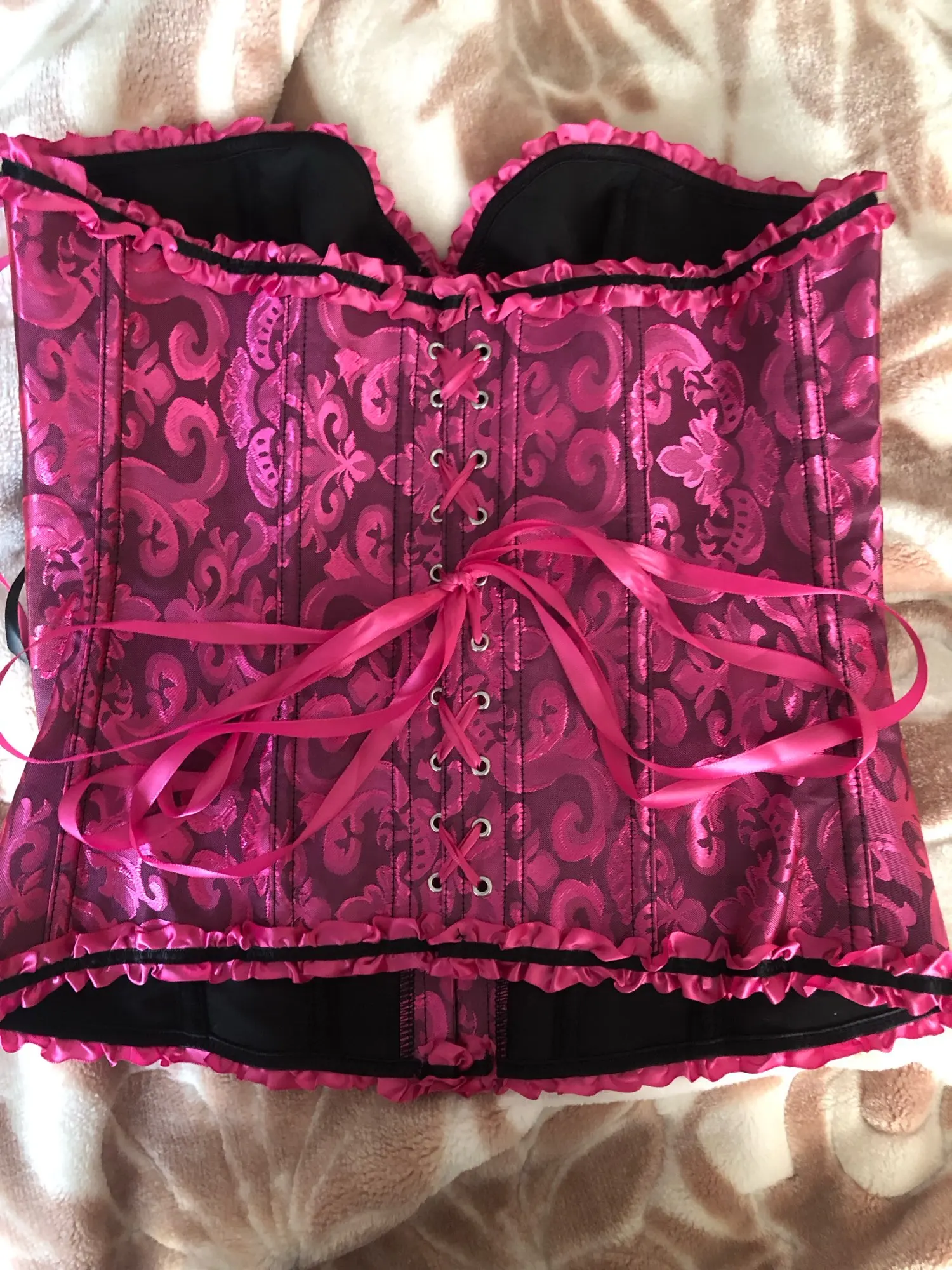 Foto de un comprador: Corsé de jacquard con cordón trasero y 12 varillas