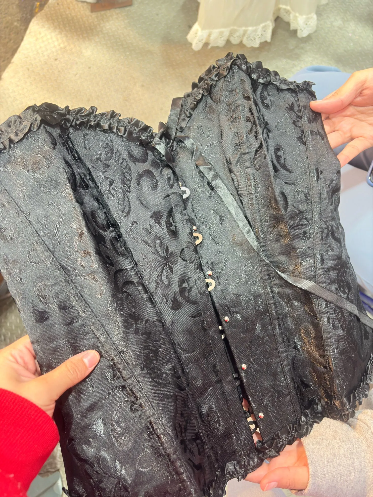 Foto de un comprador: Corsé de jacquard con cordón trasero y 12 varillas