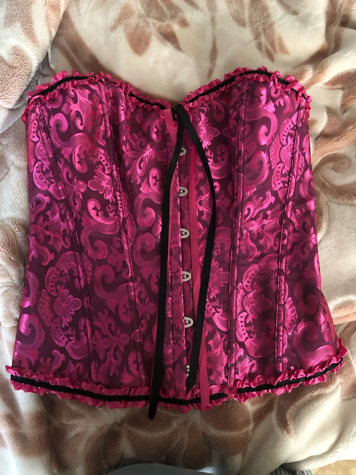 Foto de un comprador: Corsé de jacquard con cordón trasero y 12 varillas