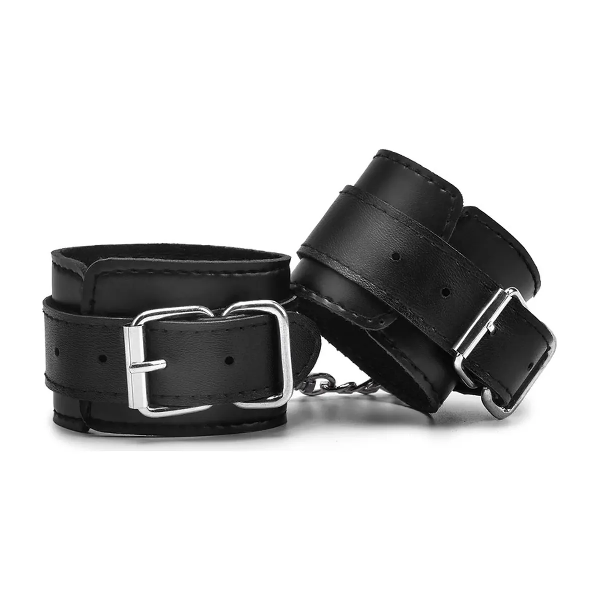 Esposas de cuero sintético negras, ajustables de 17 a 25 cm – vue 5