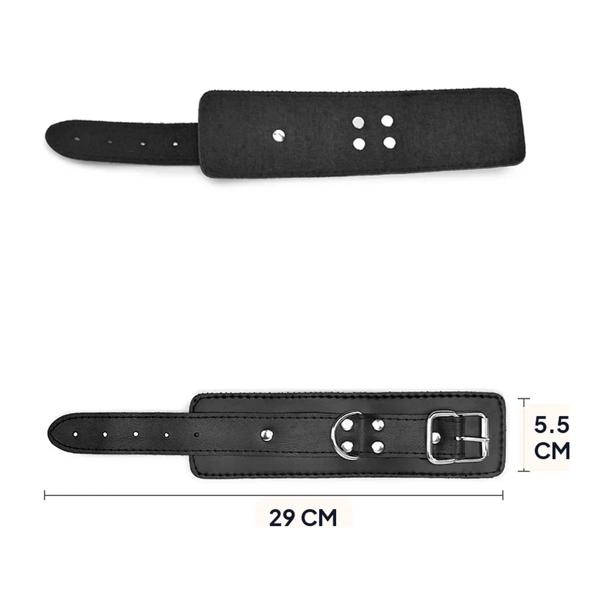 Esposas de cuero sintético negras, ajustables de 17 a 25 cm – vue 6