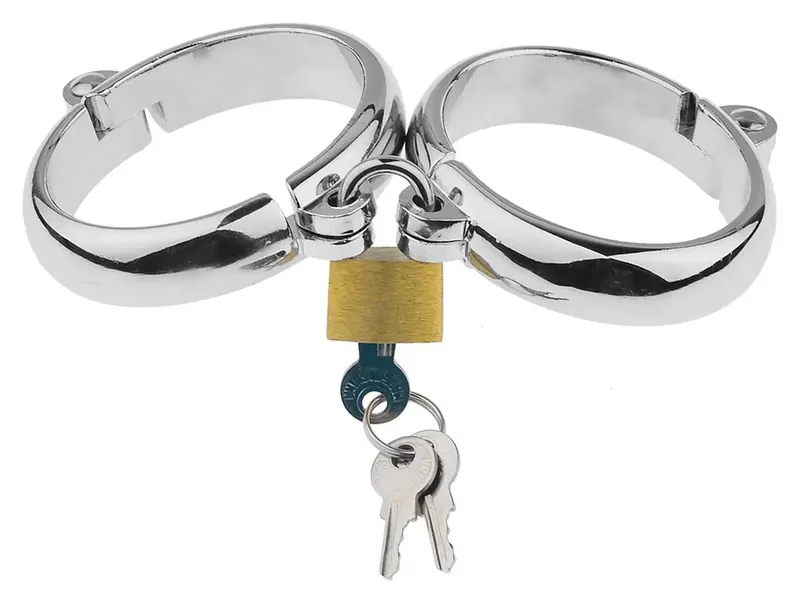 Esposas de metal con cadena y brazalete de tobillo para bondage