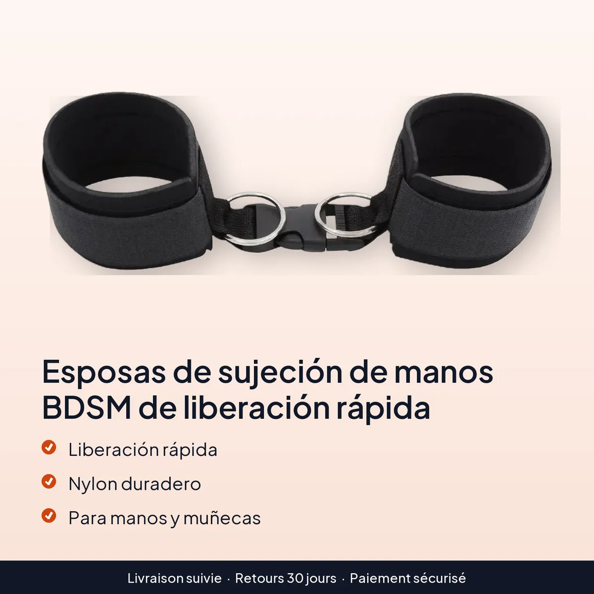 Esposas de sujeción de manos BDSM de liberación rápida : liberación rápida, nylon duradero, para manos y muñecas