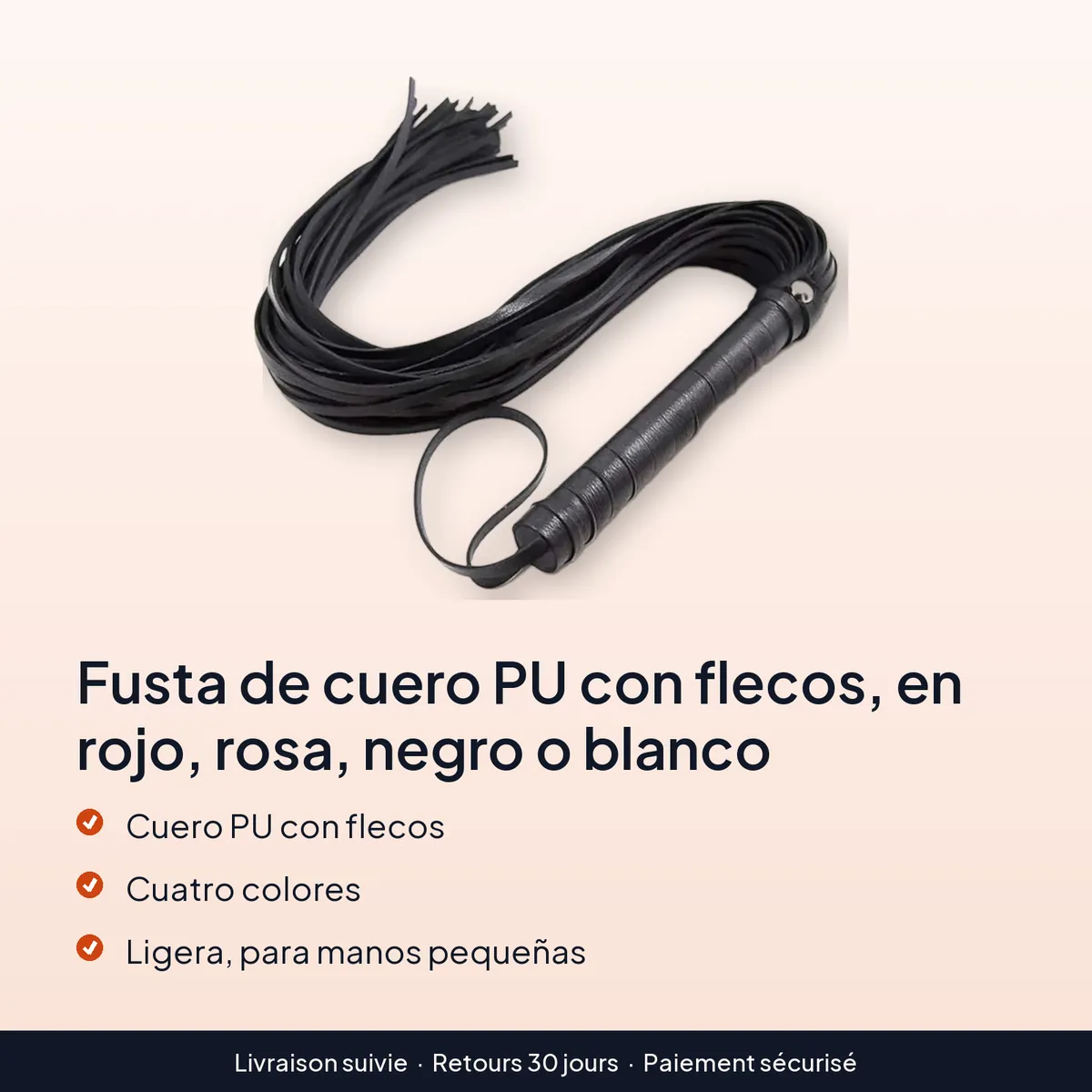 Fusta de cuero PU con flecos, en rojo, rosa, negro o blanco : cuero pu con flecos, cuatro colores, ligera, para manos pequeñas