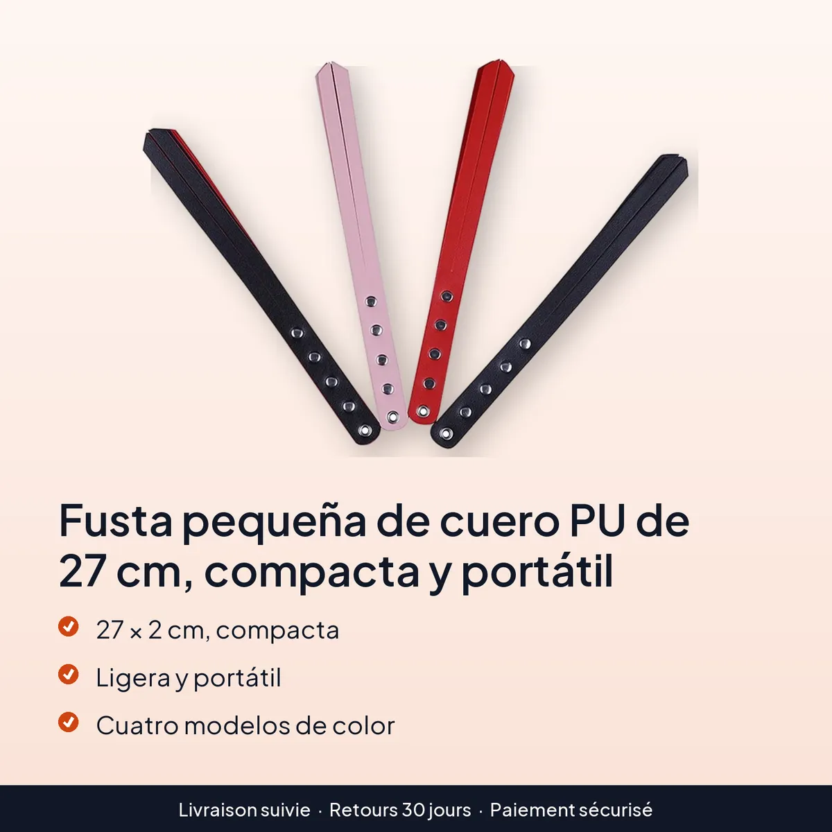Fusta pequeña de cuero PU de 27 cm, compacta y portátil : 27 × 2 cm, compacta, ligera y portátil, cuatro modelos de color