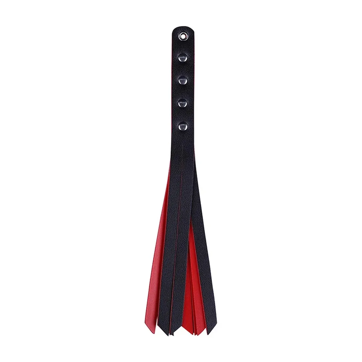 Fusta pequeña de cuero PU de 27 cm, compacta y portátil – negro y rojo