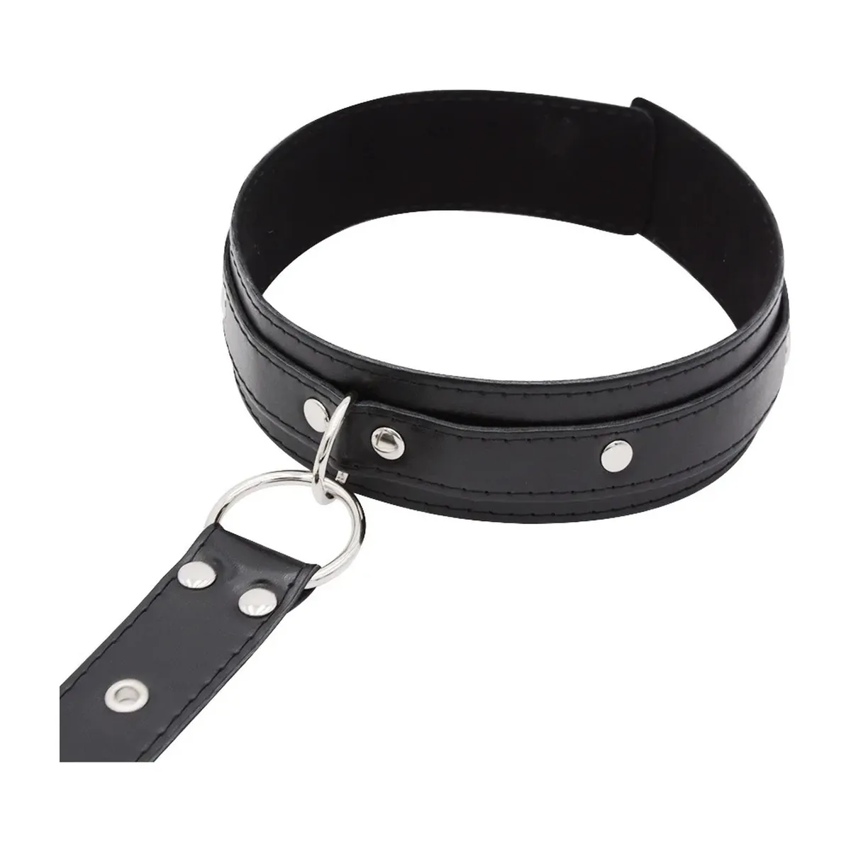 Kit de bondage con collar ajustable y esposas de cuero PU – vue 5