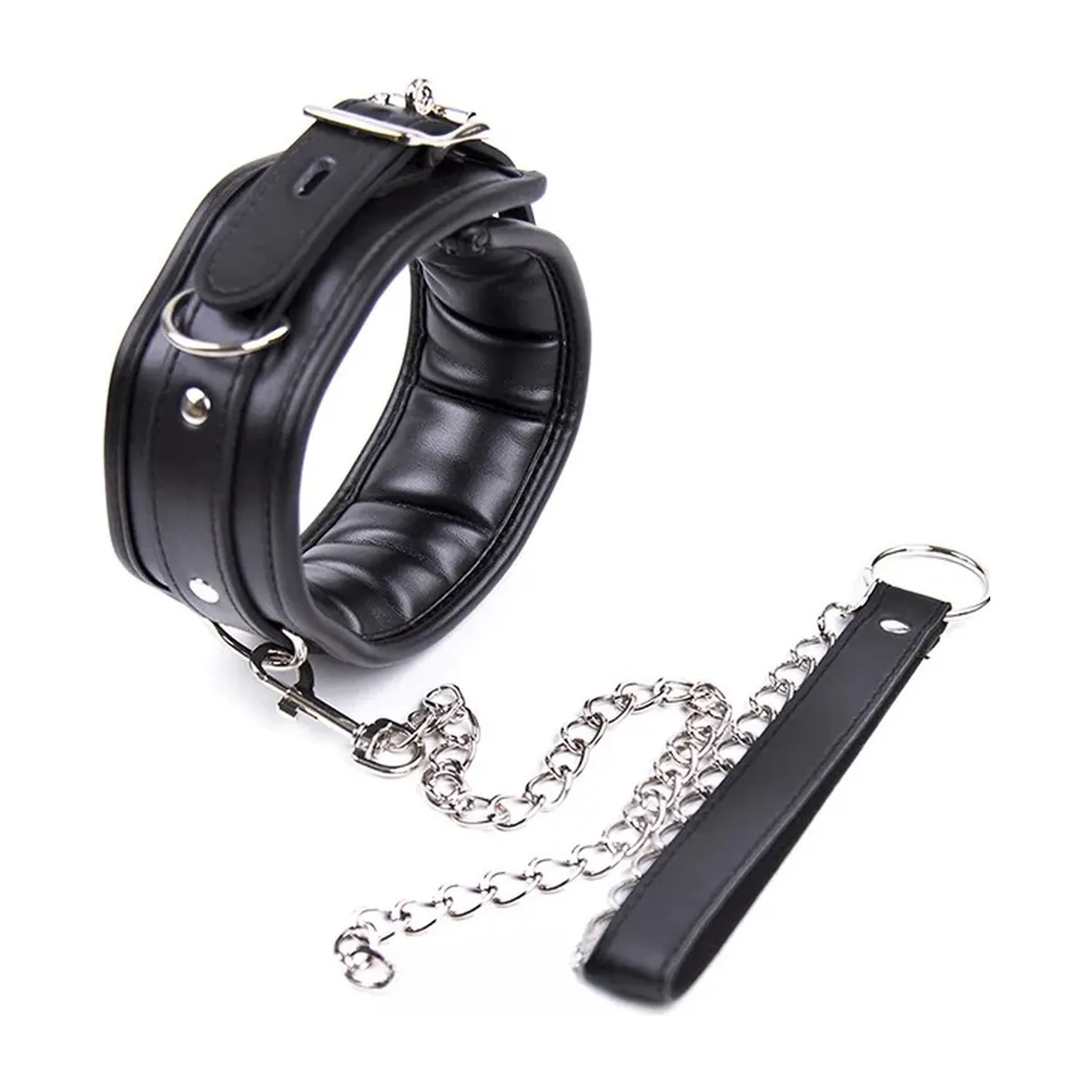 Kits de bondage de cuero: esposas, tobilleras y collar – collar