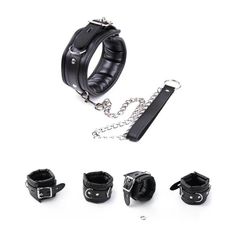 Kit de bondage con collar y piezas de sujeción negras – Acuerden el uso