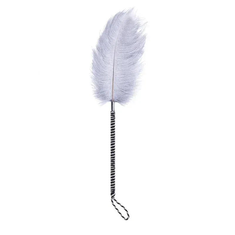 Látigo de plumas blancas para juegos sensoriales en pareja – Mango largo con cordón