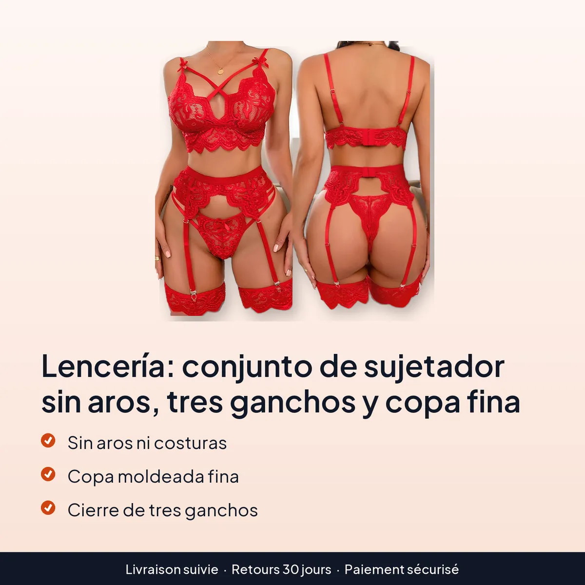 Lencería: conjunto de sujetador sin aros, tres ganchos y copa fina : sin aros ni costuras, copa moldeada fina, cierre de tres ganchos