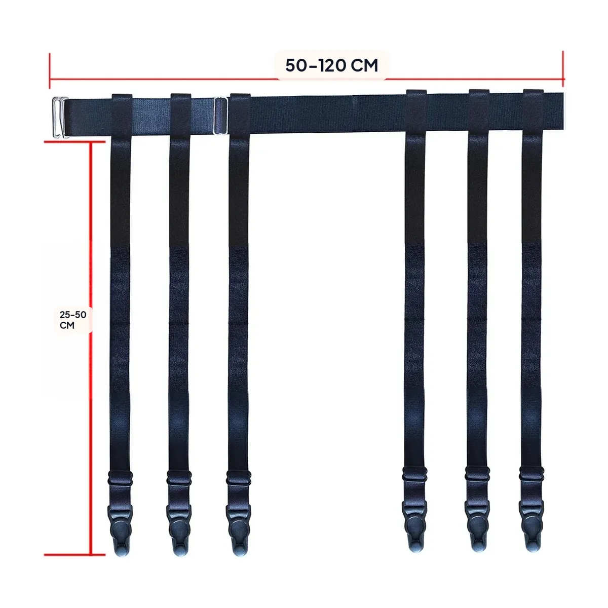 Liguero con clips redondos metálicos o de plástico, regulable – 6 clips de plástico