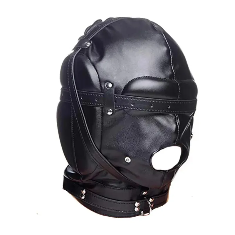 Máscara fetish de cuero PU con capucha ajustable y acolchada – Compara las variantes