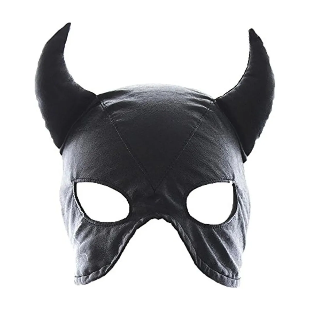 Máscara fetish de cuero PU con capucha acolchada ajustable – modelo 4