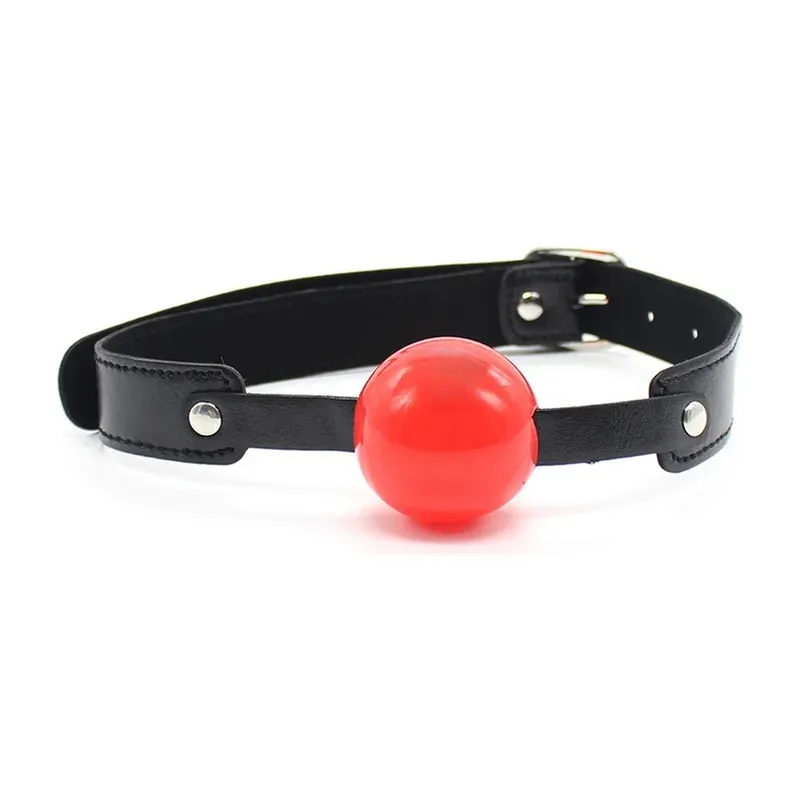 Mordaza de cuero PU con bola roja de silicona – Identifica tu variante