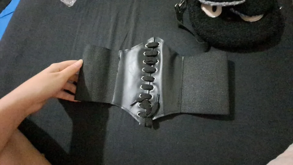 Foto de un comprador: Cinturón corsé elástico de cuero PU con cordón trasero