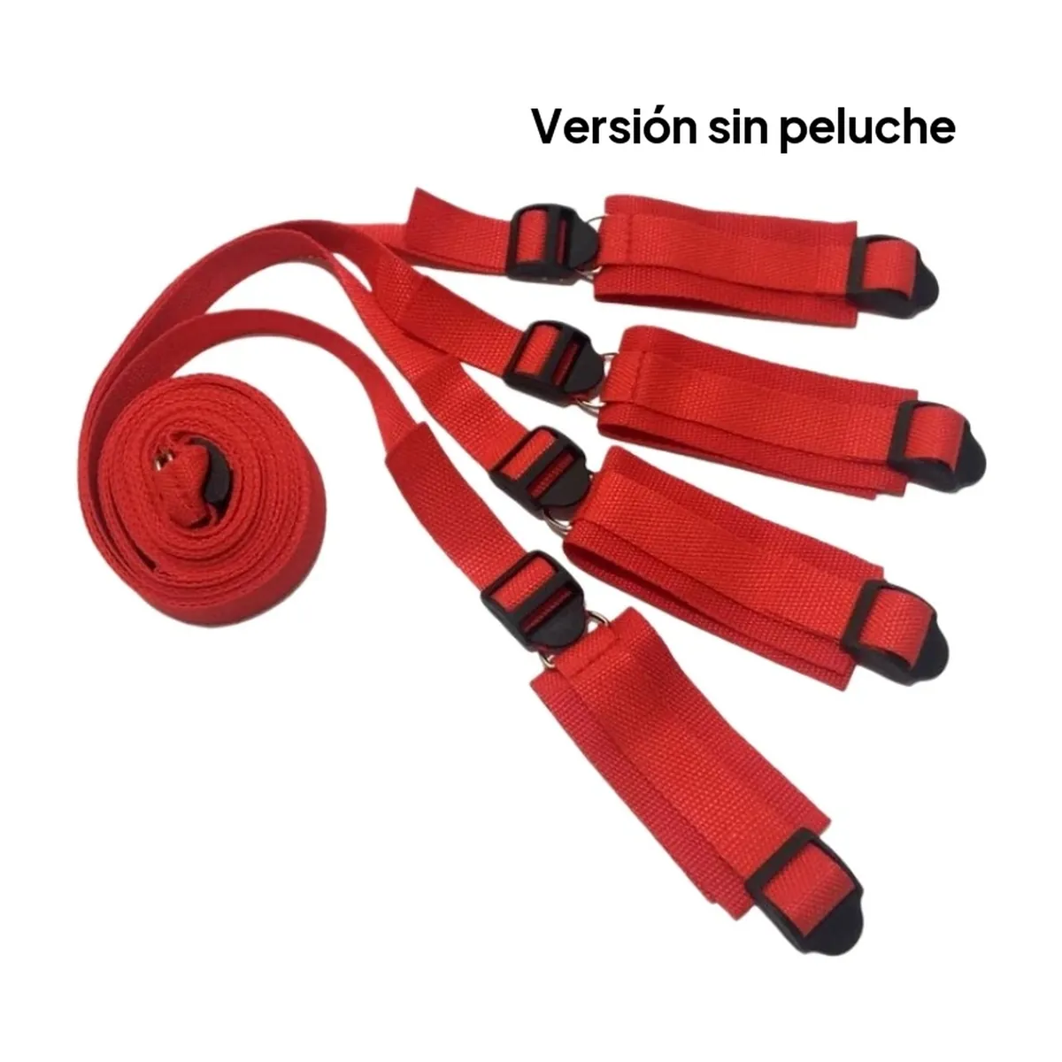 Set de restricción para cama ajustable con esposas – rojo sin felpa