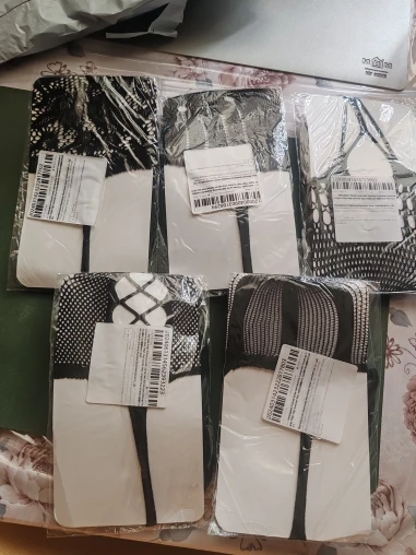 Foto de un comprador: Liguero de rejilla con tirantes y medias hasta el muslo de nailon